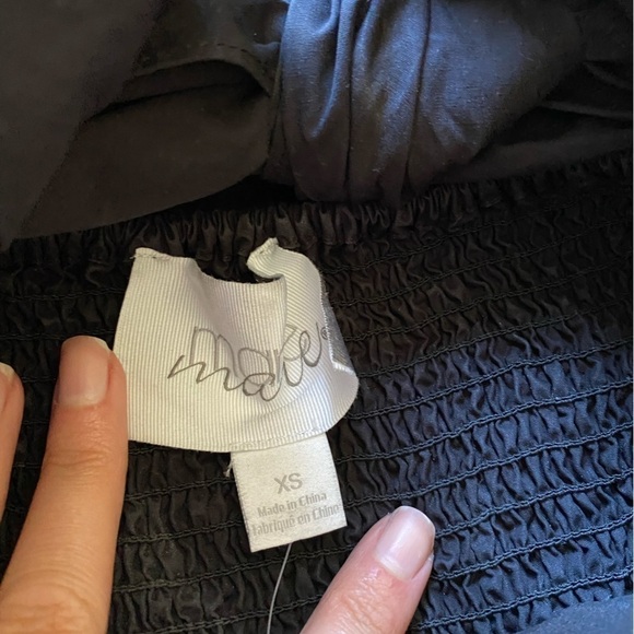 Free People x Mare Mare Women’s Dress Puff Sleeve Tie Back Mini Black Dress - Picture 5 of 8